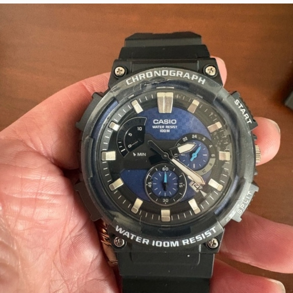 Casio Black and Blue Chronograph Watch Casio Timepiece